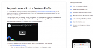 Request ownership of a Business Profile