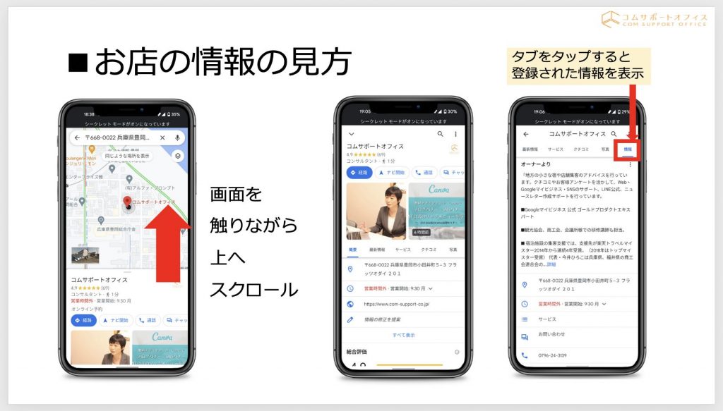 Googleマップの店舗情報